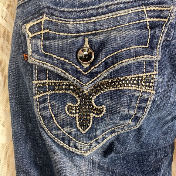 Rock Revival Scarlett Cut off Capri Cropped Cuffed Jeans medium wash distressed - Picture 8 of 16